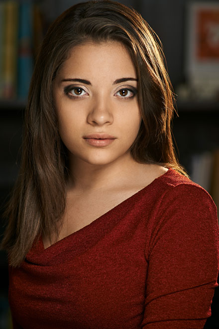 Theatrical headshot of female acting student photographed with studio lighting in Hollywood